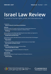 Israel Law Review Volume 52 - Issue 1 -