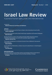 Israel Law Review Volume 53 - Issue 1 -