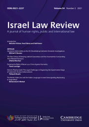 Israel Law Review Volume 54 - Issue 2 -