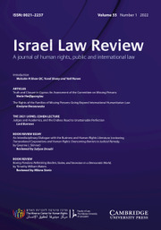 Israel Law Review Volume 55 - Issue 1 -