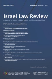 Israel Law Review Volume 56 - Special Issue3 -  The Constitutional Crisis in Israel