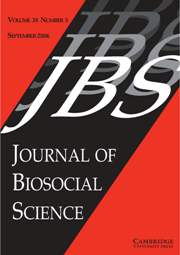 Journal of Biosocial Science Volume 38 - Issue 5 -