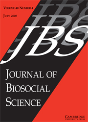 Journal of Biosocial Science Volume 40 - Issue 4 -