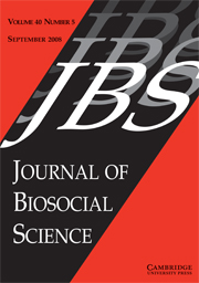 Journal of Biosocial Science Volume 40 - Issue 5 -