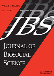 Journal of Biosocial Science Volume 41 - Issue 3 -