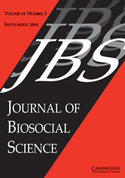 Journal of Biosocial Science Volume 41 - Issue 5 -