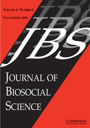 Journal of Biosocial Science Volume 41 - Issue 6 -