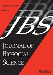 Journal of Biosocial Science Volume 45 - Issue 3 -