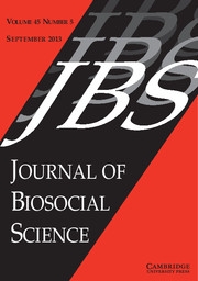 Journal of Biosocial Science Volume 45 - Issue 5 -