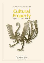 International Journal of Cultural Property Volume 12 - Issue 1 -