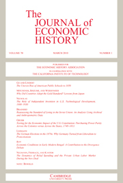 The Journal of Economic History Volume 70 - Issue 1 -