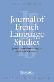 Journal of French Language Studies Volume 13 - Issue 2 -