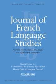 Journal of French Language Studies Volume 18 - Issue 1 -  Le français à la lumière des corpus