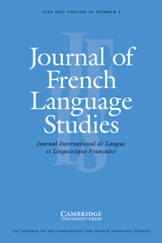 Journal of French Language Studies Volume 20 - Issue 2 -