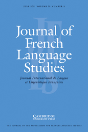 Journal of French Language Studies Volume 21 - Issue 2 -