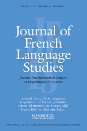 Journal of French Language Studies Volume 22 - Issue 1 -  First language acquisition of French grammar (from 10 months to 4 years old)