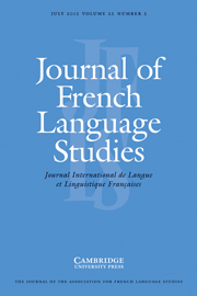 Journal of French Language Studies Volume 22 - Issue 2 -