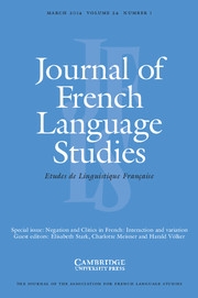Journal of French Language Studies Volume 24 - Issue 1 -  Negation and Clitics in French: Interaction and variation