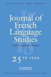 Journal of French Language Studies Volume 25 - Issue 1 -