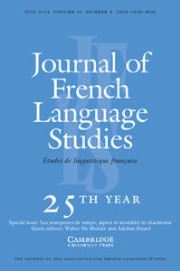 Journal of French Language Studies Volume 25 - Issue 2 -  Les marqueurs de temps, aspect et modalité en diachronie