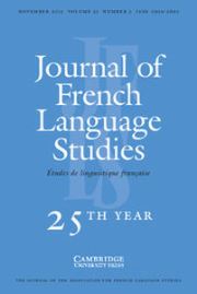 Journal of French Language Studies Volume 25 - Issue 3 -