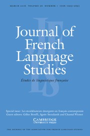 Journal of French Language Studies Volume 26 - Special Issue1 -  Les modalisateurs émergents en français contemporain