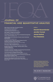 Journal of Financial and Quantitative Analysis Volume 53 - Issue 6 -