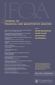 Journal of Financial and Quantitative Analysis Volume 54 - Issue 6 -