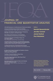 Journal of Financial and Quantitative Analysis: Volume 55 - Issue