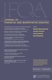 Journal of Financial and Quantitative Analysis Volume 55 - Issue 1 -