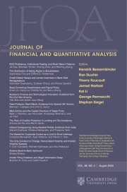 Journal of Financial and Quantitative Analysis Volume 58 - Issue 5 -