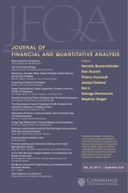 Journal of Financial and Quantitative Analysis Volume 59 - Issue 6 -