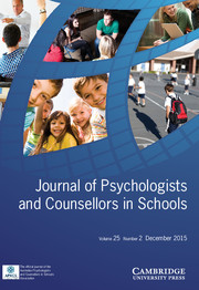 Journal of Psychologists and Counsellors in Schools Volume 25 - Issue 2 -