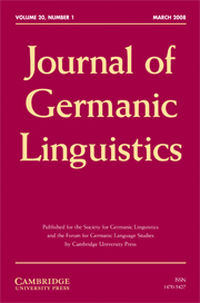 Journal of Germanic Linguistics Volume 20 - Issue 1 -