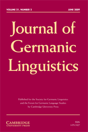 Journal of Germanic Linguistics Volume 21 - Issue 2 -  Special Issue in Honour of Martin Durrell