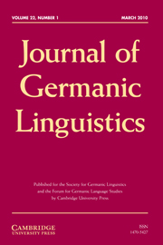Journal of Germanic Linguistics Volume 22 - Issue 1 -