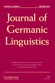 Journal of Germanic Linguistics Volume 22 - Issue 4 -  SPECIAL ISSUE: DUTCH BETWEEN ENGLISH AND GERMAN