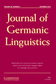 Journal of Germanic Linguistics Volume 28 - Special Issue4 -  New Directions in Comparative Germanic Linguistics