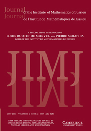 Journal of the Institute of Mathematics of Jussieu Volume 10 - Issue 3 -  A Special Issue in Honour of Louis Boutet de Monvel and Pierre Schapira