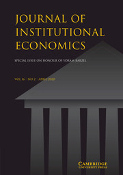 Journal of Institutional Economics Volume 16 - Special Issue2 -  Honour of Yoram Barzel