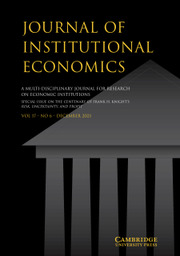 Journal of Institutional Economics Volume 17 - Special Issue6 -  Special Issue on the Centenary of Frank H. Knight's Risk, Uncertainty, and Profit
