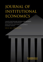 Journal of Institutional Economics Volume 18 - Special Issue1 -  Institutions and Culture in Economic Contexts