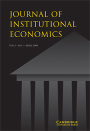 Journal of Institutional Economics Volume 5 - Issue 1 -