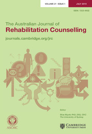 The Australian Journal of Rehabilitation Counselling Volume 21 - Issue 1 -