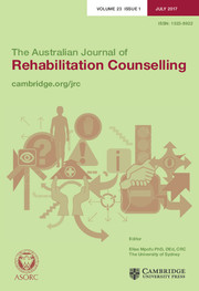 The Australian Journal of Rehabilitation Counselling Volume 23 - Issue 1 -