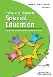 Australasian Journal of Special and Inclusive Education Volume 36 - Issue 1 -