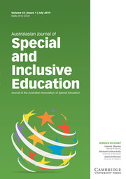 Australasian Journal of Special and Inclusive Education Volume 43 - Issue 1 -