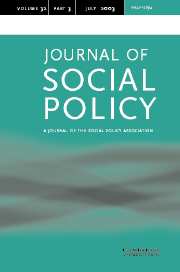 Journal of Social Policy Volume 32 - Issue 3 -