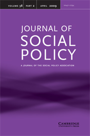 Journal of Social Policy Volume 38 - Issue 2 -
