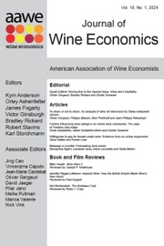 Journal of Wine Economics Volume 19 - Special Issue1 -  Wine and Hospitality